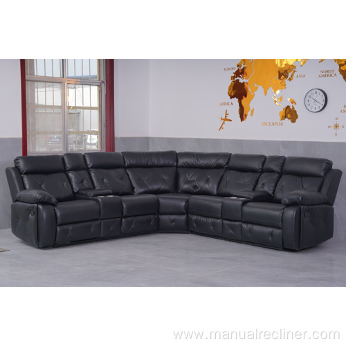 Breathable Air Leather Recliner Corner Sofa Set